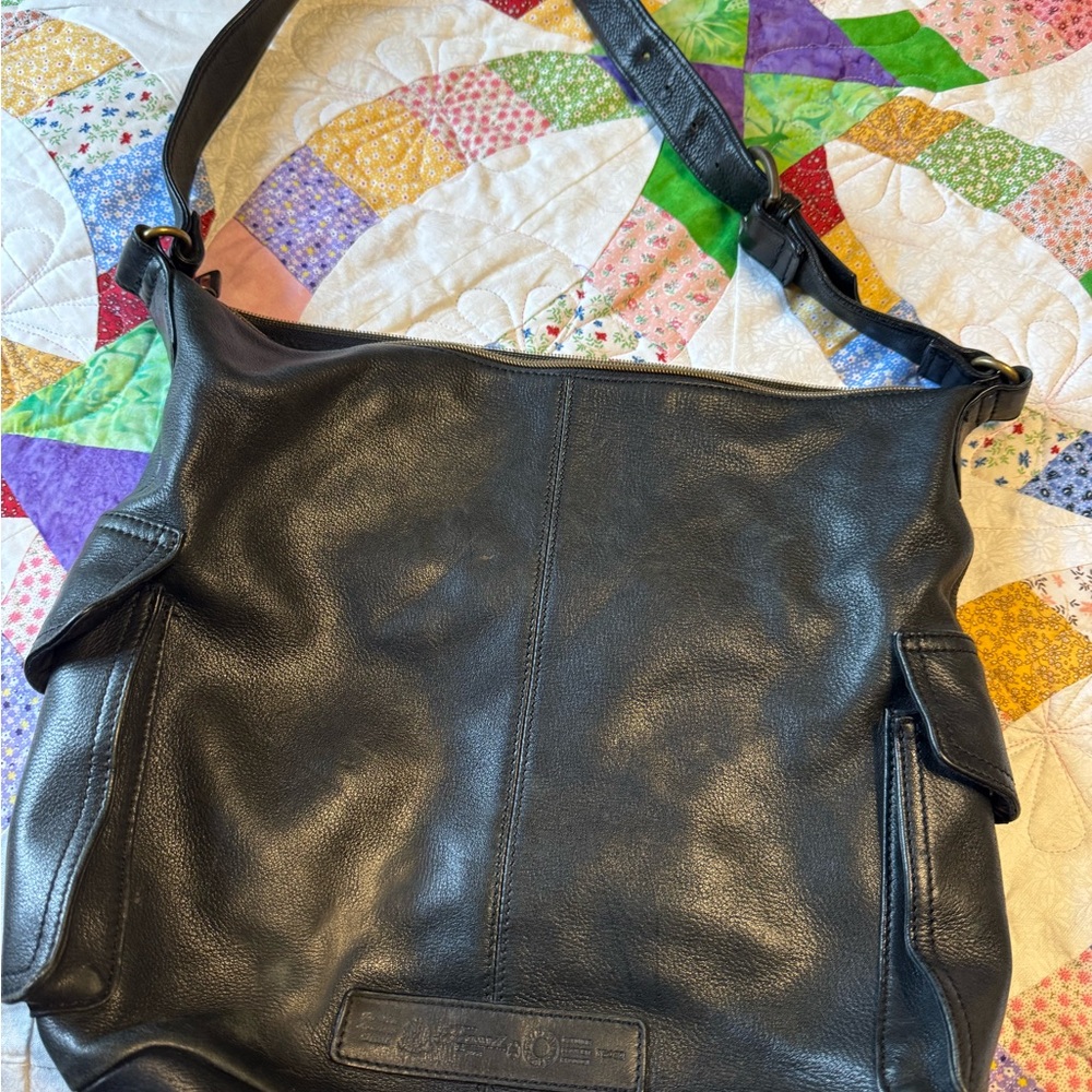 Fossil Dark Leather Crossbody Bag